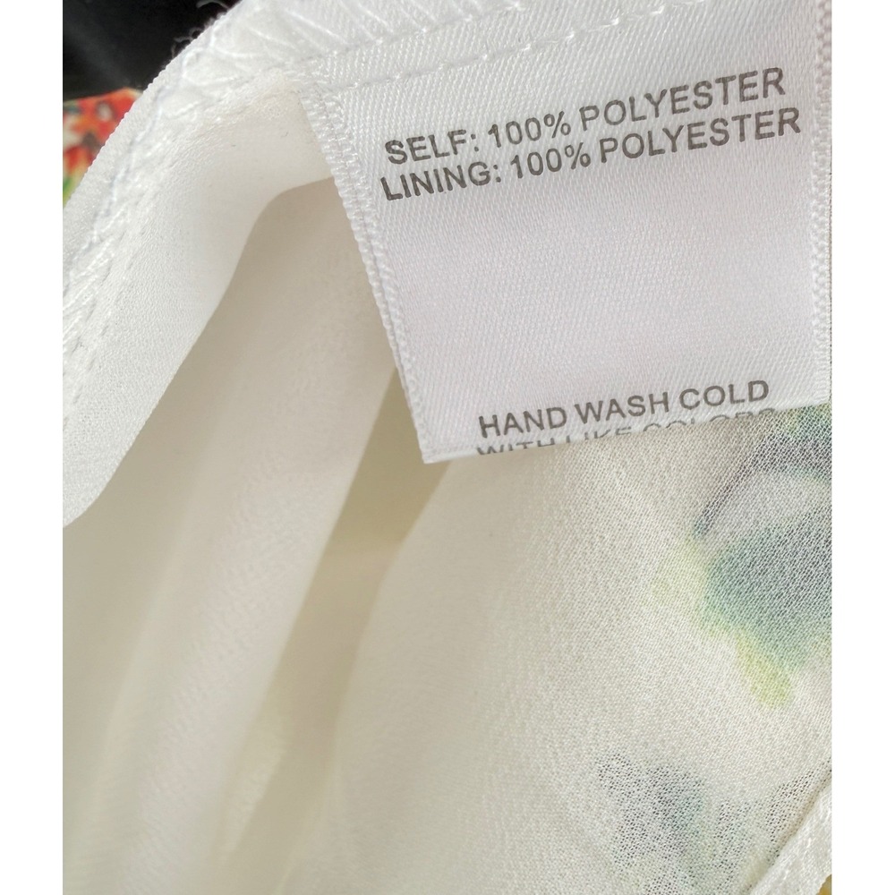 Rose + Olive Womens 2X Floral V-Neck Sleeveless Blouse White Layered‎ Hem Top - Picture 5 of 8